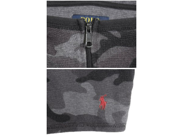 ポロ ラルフローレン 迷彩 サーマル パーカー メンズ XL / フード付き 長袖 Tシャツ ハーフジップ ロンT プルオーバー 大きいサイズ 総柄