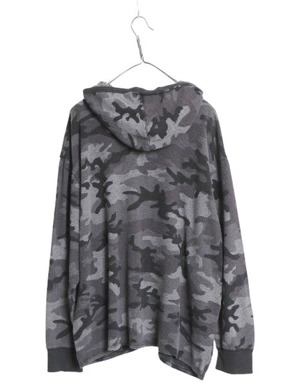 ポロ ラルフローレン 迷彩 サーマル パーカー メンズ XL / フード付き 長袖 Tシャツ ハーフジップ ロンT プルオーバー 大きいサイズ 総柄