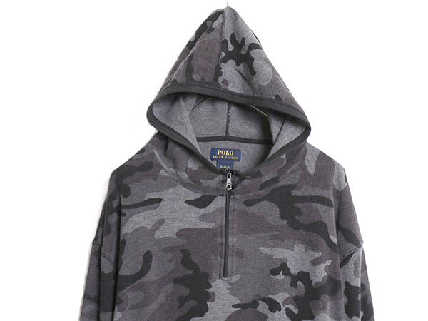ポロ ラルフローレン 迷彩 サーマル パーカー メンズ XL / フード付き 長袖 Tシャツ ハーフジップ ロンT プルオーバー 大きいサイズ 総柄