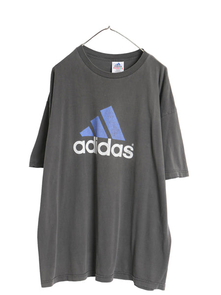 90s USA製 アディダス パフォーマンス ロゴ ビッグ プリント 半袖 Tシャツ メンズ XL / オールド ヘビーウェイト コットン 大きいサイズ 黒