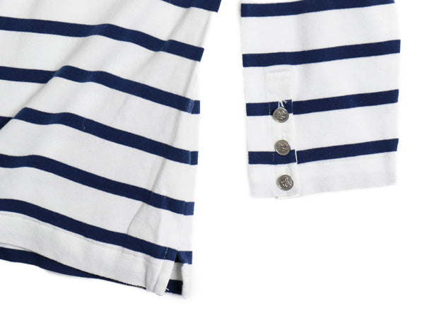 ポロ ラルフローレン ボートネック ボーダー 7分袖 Tシャツ キッズ L レディース S 程 カットソー コットン ストレッチ きれいめ トップス