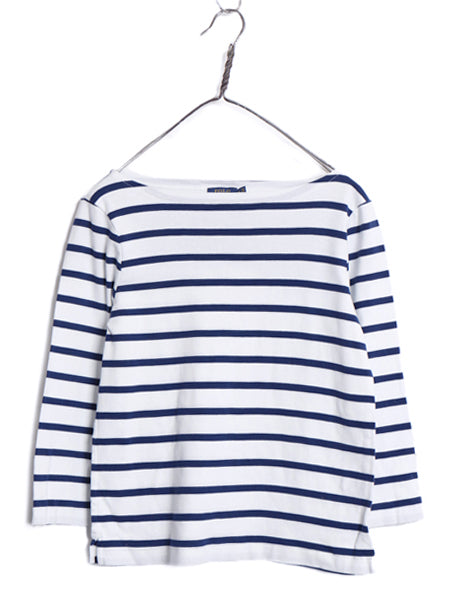 ポロ ラルフローレン ボートネック ボーダー 7分袖 Tシャツ キッズ L レディース S 程 カットソー コットン ストレッチ きれいめ トップス