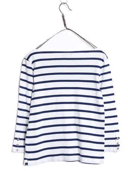 ポロ ラルフローレン ボートネック ボーダー 7分袖 Tシャツ キッズ L レディース S 程 カットソー コットン ストレッチ きれいめ トップス