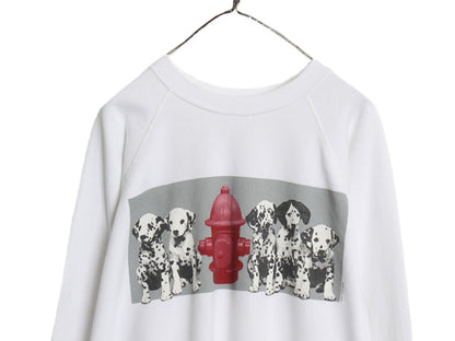 90s USA製 ドッグ アート イラスト プリント スウェット メンズ レディース XL アニマル 犬 裏起毛 トレーナー グラフィック 大きいサイズ