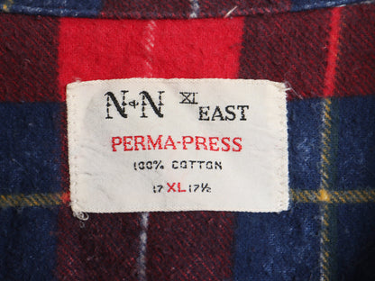 60s 70s N&N XI EAST チェック プリント 長袖 フランネル シャツ メンズ XL ヴィンテージ 100% コットン ネルシャツ プリネル 大きいサイズ