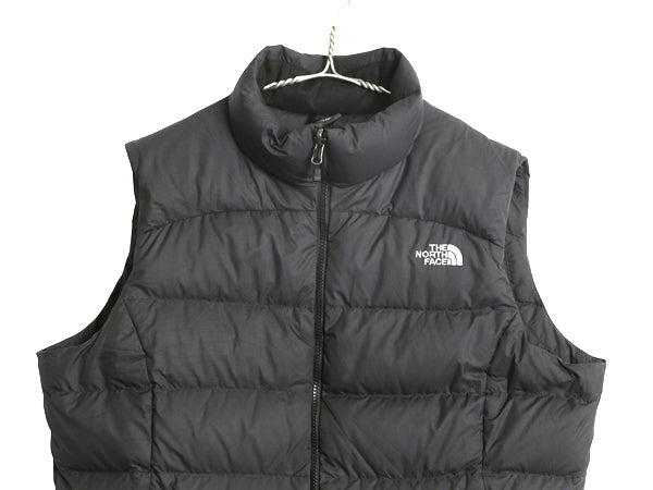 ノースフェイス ヌプシ ダウン ベスト レディース XL 古着 アウトドア 700フィル ナイロン フルジップ 重ね着 パッカブル 黒 大きいサイズ