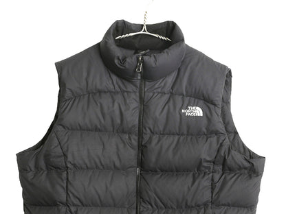ノースフェイス ヌプシ ダウン ベスト レディース XL 古着 アウトドア 700フィル ナイロン フルジップ 重ね着 パッカブル 黒 大きいサイズ