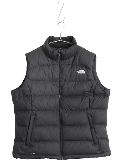 ノースフェイス ヌプシ ダウン ベスト レディース XL 古着 アウトドア 700フィル ナイロン フルジップ 重ね着 パッカブル 黒 大きいサイズ