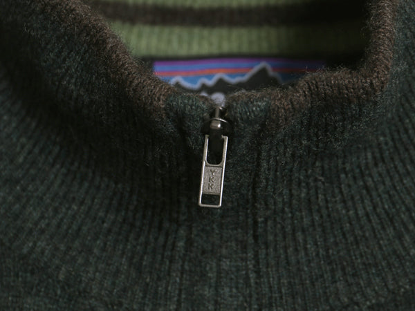 パタゴニア ハーフジップ ニット セーター メンズ L / 11年製 高級 100% カシミヤ アウトドア プルオーバー ハイネック シンプル 無地 深緑