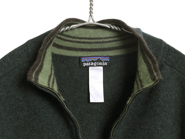パタゴニア ハーフジップ ニット セーター メンズ L / 11年製 高級 100% カシミヤ アウトドア プルオーバー ハイネック シンプル 無地 深緑