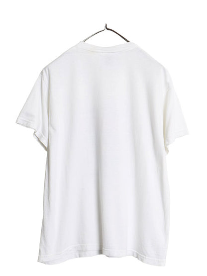 90s USA製 ナイキ グラフィック プリント Tシャツ メンズ S / オールド コラージュ アート スウッシュ スニーカー カットソー コットン 白 