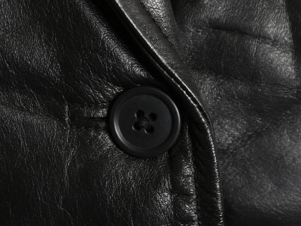 00s オールド ギャップ 本革 レザー テーラード ジャケット レディース L 程 革ジャン ブレザー ライナー付き 牛革 ショート丈 シンプル 黒