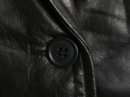 00s オールド ギャップ 本革 レザー テーラード ジャケット レディース L 程 革ジャン ブレザー ライナー付き 牛革 ショート丈 シンプル 黒