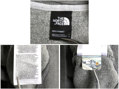 ノースフェイス プリント スウェット フード パーカー メンズ L プルオーバー トレーナー ベア ロゴ イラスト グラフィック 裏起毛 グレー