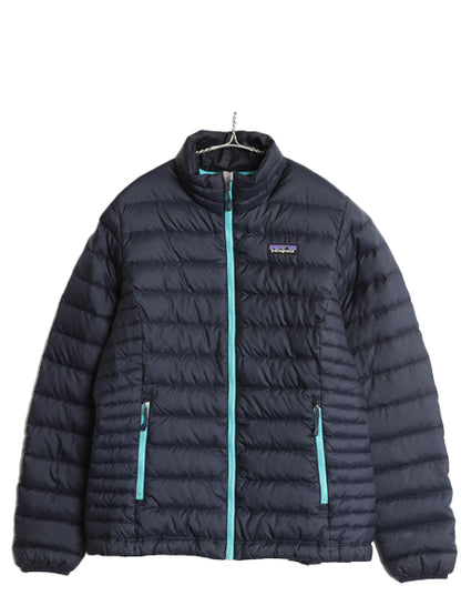 パタゴニア ダウン セーター ジャケット レディース S / 17年製 ナイロン フルジップ 800フィル アウトドア パッカブル ブルゾン ネイビー