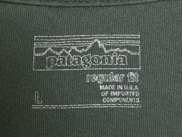 USA製 パタゴニア グラフィック 染込み ロゴ プリント 半袖 Tシャツ メンズ L / 16年製 アウトドア オーガニック コットン カットソー 緑