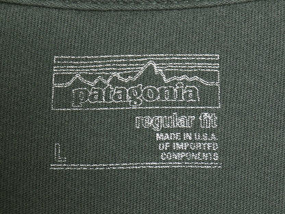 USA製 パタゴニア グラフィック 染込み ロゴ プリント 半袖 Tシャツ メンズ L / 16年製 アウトドア オーガニック コットン カットソー 緑