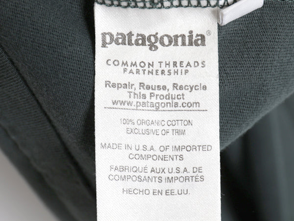 USA製 パタゴニア グラフィック 染込み ロゴ プリント 半袖 Tシャツ メンズ L / 16年製 アウトドア オーガニック コットン カットソー 緑