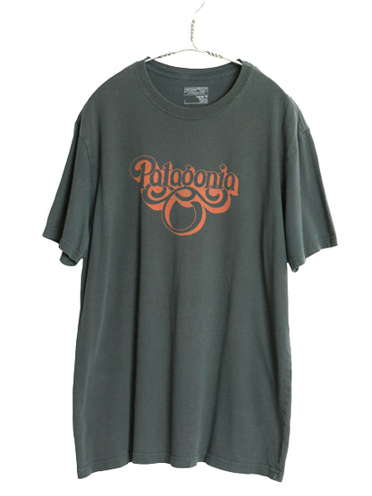 USA製 パタゴニア グラフィック 染込み ロゴ プリント 半袖 Tシャツ メンズ L / 16年製 アウトドア オーガニック コットン カットソー 緑