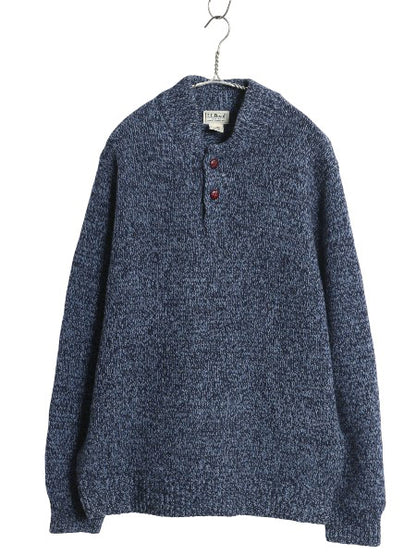 エルエルビーン ヘンリーネック ニット セーター メンズ L / アウトドア ラム ウール モックネック 長袖ニット プルオーバー 無地 シンプル