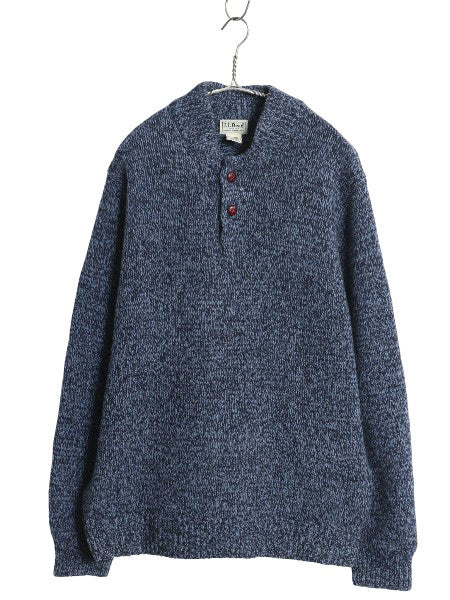 エルエルビーン ヘンリーネック ニット セーター メンズ L / アウトドア ラム ウール モックネック 長袖ニット プルオーバー 無地 シンプル