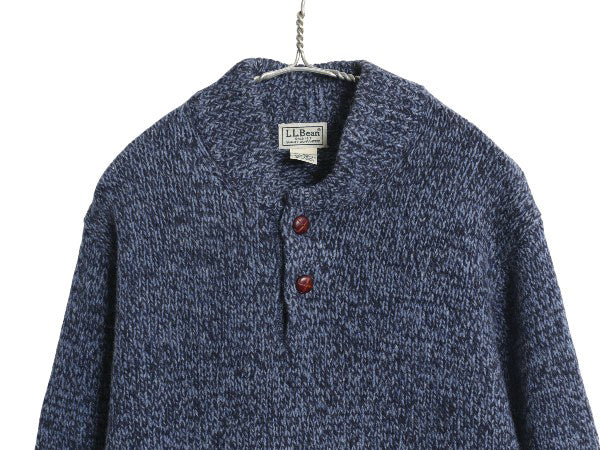 エルエルビーン ヘンリーネック ニット セーター メンズ L / アウトドア ラム ウール モックネック 長袖ニット プルオーバー 無地 シンプル