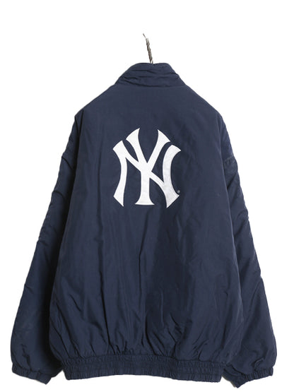00s ヤンキース アディダス 中綿 ナイロン ジャケット メンズ XL オールド MLB オフィシャル フルジップ スタジャン 3ライン 大きいサイズ