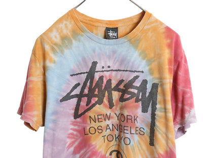ステューシー ワールドツアー 両面 プリント 半袖 Tシャツ メンズ M / 古着 タイダイ ヘビーウェイト コットン ストック ロゴ マルチカラー
