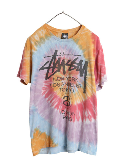 ステューシー ワールドツアー 両面 プリント 半袖 Tシャツ メンズ M / 古着 タイダイ ヘビーウェイト コットン ストック ロゴ マルチカラー