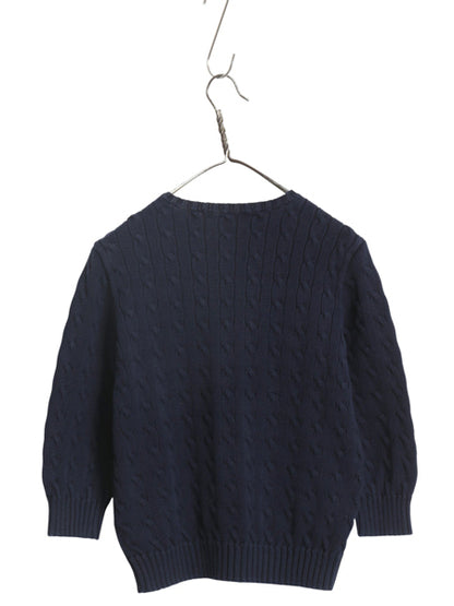 ラルフローレン 七分丈 コットン ケーブル ニット セーター レディース M / ポロ 長袖ニット ワンポイント クルーネック シンプル きれいめ