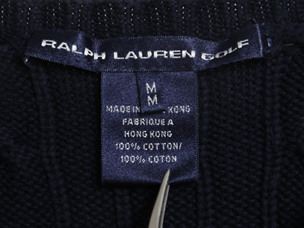 ラルフローレン 七分丈 コットン ケーブル ニット セーター レディース M / ポロ 長袖ニット ワンポイント クルーネック シンプル きれいめ