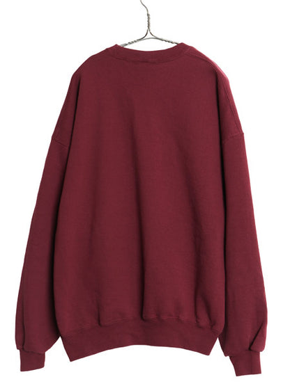 90s ラッセル カレッジ プリント スウェット メンズ レディース XXL / オールド トレーナー 裏起毛 前V クルーネック 大きいサイズ エンジ