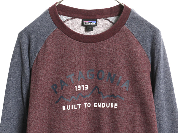 パタゴニア プリント ライトウェイト スウェット メンズ L 古着 17年製 トレーナー 長袖 Tシャツ ロンT グラフィック カットソー ツートン