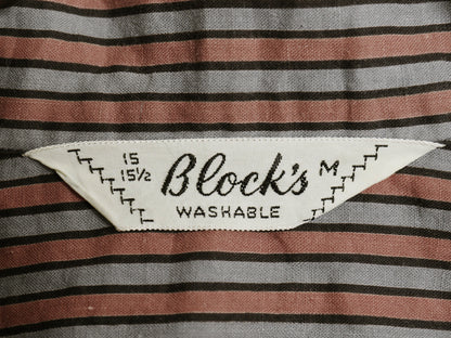 50s ★ Block's ストライプ オープンカラー シャツ メンズ M / ヴィンテージ コットン 長袖シャツ ループ留め 開襟 ボックス ポケット付き