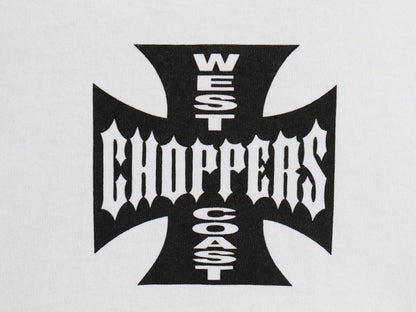 デッドストック 90s ★ WEST COAST CHOPPERS アイアンクロス ロゴ プリント Tシャツ メンズ XXL オールド 初期 バイク チョッパー anvil 白