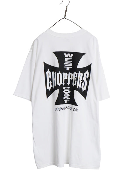 デッドストック 90s ★ WEST COAST CHOPPERS アイアンクロス ロゴ プリント Tシャツ メンズ XXL オールド 初期 バイク チョッパー anvil 白