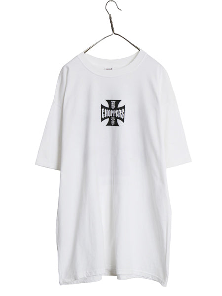 デッドストック 90s ★ WEST COAST CHOPPERS アイアンクロス ロゴ プリント Tシャツ メンズ XXL オールド 初期 バイク チョッパー anvil 白