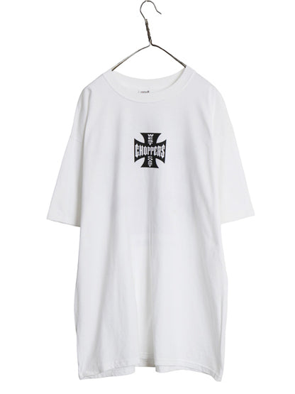 デッドストック 90s ★ WEST COAST CHOPPERS アイアンクロス ロゴ プリント Tシャツ メンズ XXL オールド 初期 バイク チョッパー anvil 白