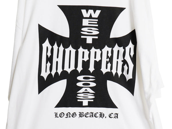 デッドストック 90s ★ WEST COAST CHOPPERS アイアンクロス ロゴ プリント Tシャツ メンズ XXL オールド 初期 バイク チョッパー anvil 白