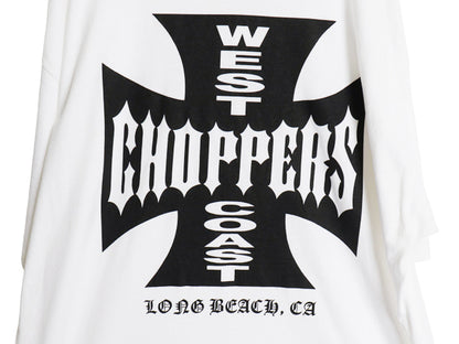 デッドストック 90s ★ WEST COAST CHOPPERS アイアンクロス ロゴ プリント Tシャツ メンズ XXL オールド 初期 バイク チョッパー anvil 白