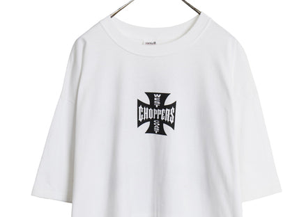 デッドストック 90s ★ WEST COAST CHOPPERS アイアンクロス ロゴ プリント Tシャツ メンズ XXL オールド 初期 バイク チョッパー anvil 白