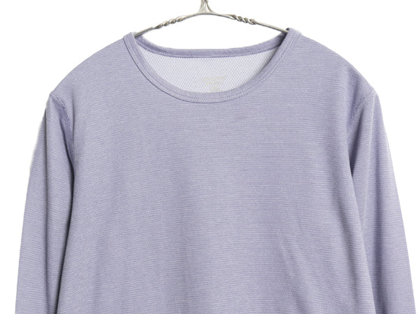 00s USA製 パタゴニア キャプリーン 長袖 Tシャツ レディース M 03年製 オールド アウトドア ボーダー ストレッチ アンダーシャツ インナー