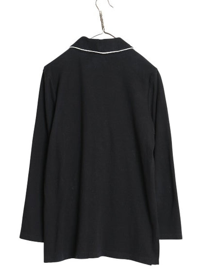 ローレン ラルフローレン ショールカラー 長袖 Tシャツ レディース M / 古着 7分袖 ヘンリーネック カットソー ストレッチ ワンポイント 黒