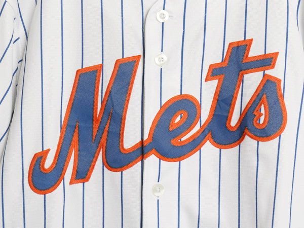 メッツ ベースボール シャツ メンズ M / MLB オフィシャル マジェスティック 大リーグ ユニフォーム ゲームシャツ 重ね着 前開き ジャージ