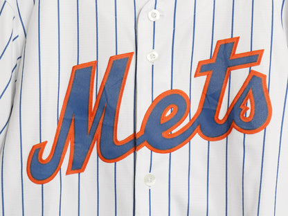 メッツ ベースボール シャツ メンズ M / MLB オフィシャル マジェスティック 大リーグ ユニフォーム ゲームシャツ 重ね着 前開き ジャージ