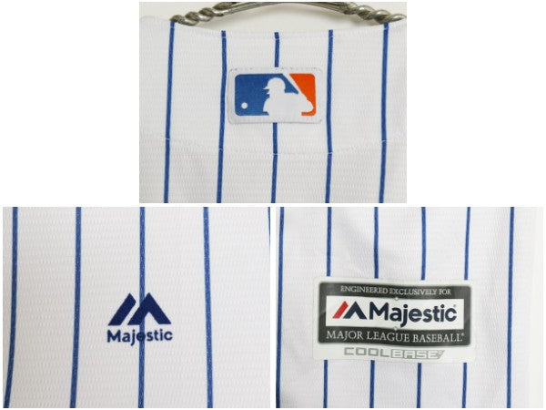 メッツ ベースボール シャツ メンズ M / MLB オフィシャル マジェスティック 大リーグ ユニフォーム ゲームシャツ 重ね着 前開き ジャージ