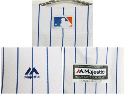 メッツ ベースボール シャツ メンズ M / MLB オフィシャル マジェスティック 大リーグ ユニフォーム ゲームシャツ 重ね着 前開き ジャージ