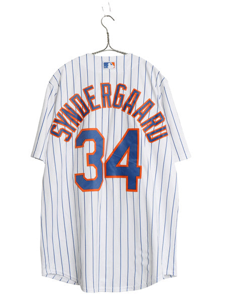 メッツ ベースボール シャツ メンズ M / MLB オフィシャル マジェスティック 大リーグ ユニフォーム ゲームシャツ 重ね着 前開き ジャージ