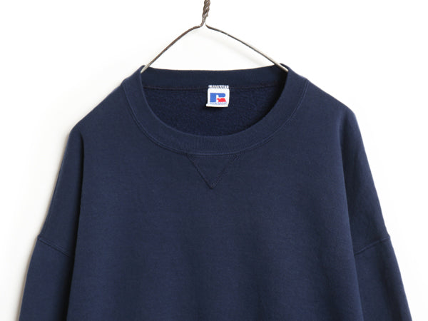 90s USA製 ラッセル 無地 スウェット メンズ レディース XXL / オールド トレーナー 前V ワンポイント ブランク クルーネック 大きいサイズ