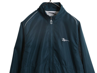 90s リーボック フルジップ ナイロン トラック ジャケット メンズ M / 古着 オールド ウインドブレーカー ジャンパー ブルゾン ハイネック